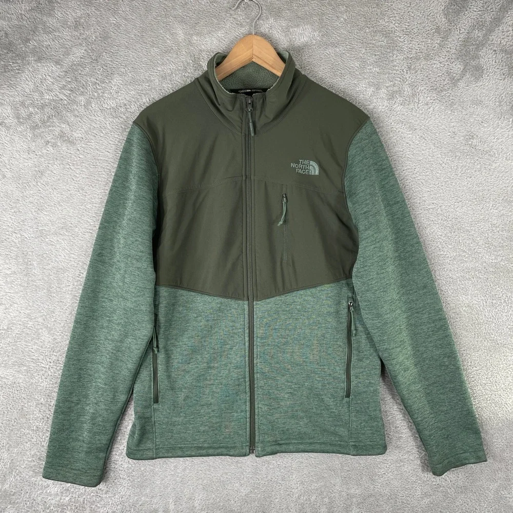 The North Face Tenacious Hybrid Jacket Mens Small Green Full Zip Fleece